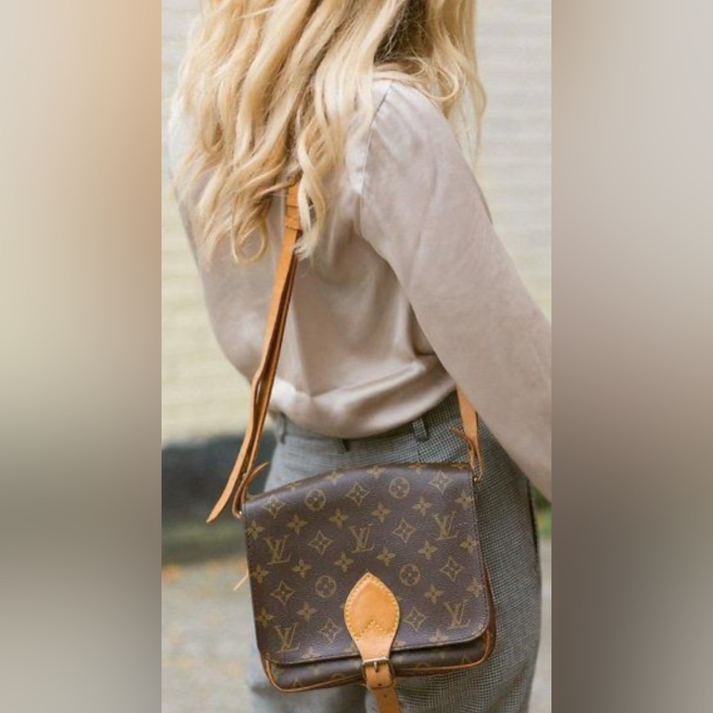 Louis Vuitton LV Monogram Cartouchiere MM Bag Canvas Leather Crossbody Purse